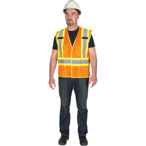 5-Point Tear-Away Premium Safety Vest , High Visibility Orange, Large/X-Large, Polyester Helyx Safety & Industrial Supplies