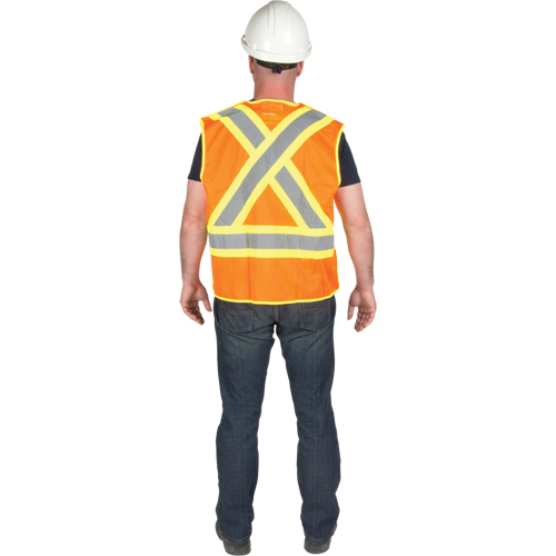 5-Point Tear-Away Premium Safety Vest , High Visibility Orange, Large/X-Large, Polyester Helyx Safety & Industrial Supplies