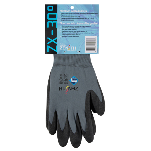 ZX-30° Premium Coated Gloves, 8/Medium, PVC Coating, 15 Gauge, Nylon Shell Helyx Safety & Industrial Supplies