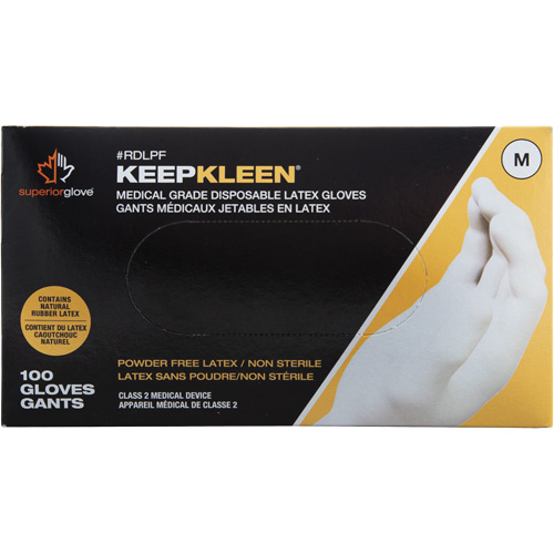 KeepKleen&reg; Disposable Medical Exam Grade Gloves, Large, Latex, 5-mil, Powder-Free, White, Class 2 Helyx Safety & Industrial Supplies
