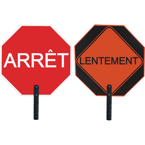 Double-Sided "Arr&ecirc;t/Lentement" Traffic Control Sign Helyx Safety & Industrial Supplies