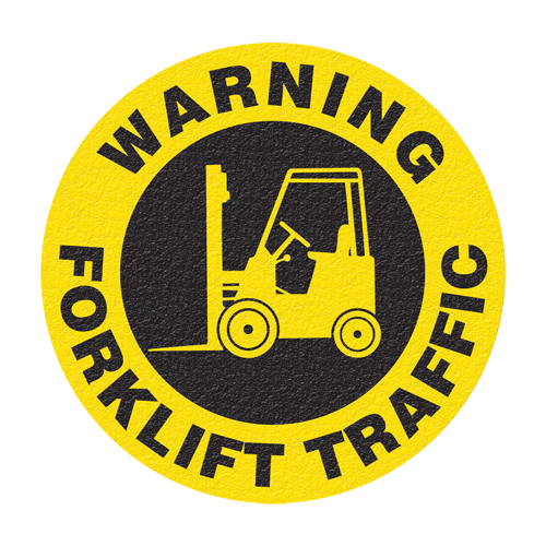 "Warning Forklift Traffic" Floor Sign, Adhesive, English with Pictogram Helyx Safety & Industrial Supplies