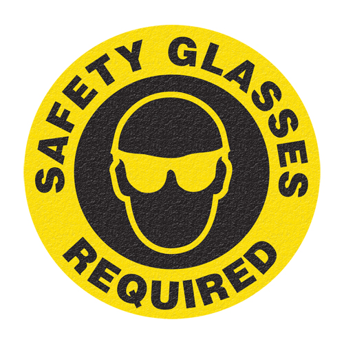 "Safety Glasses" Floor Sign, Adhesive, English with Pictogram Helyx Safety & Industrial Supplies