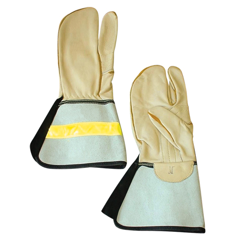 Gant &agrave; 3 doigts pour monteur de ligne, Moyen, Paume en Cuir fleur de vache Helyx Safety & Industrial Supplies
