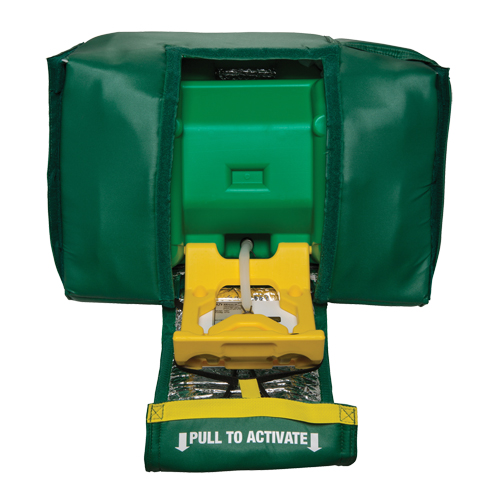 Douche oculaire portative, eau ti&egrave;de, Aliment&eacute; par gravit&eacute;, Capacit&eacute; 9 gal., Conformit&eacute; ANSI Z358.1 Helyx Safety & Industrial Supplies