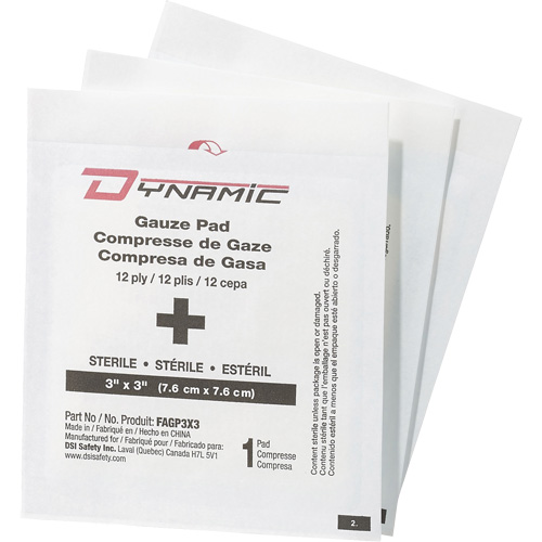 Dynamic Gauze, Pad, 3" L x 3" W, Sterile, Medical Device Class 1 Helyx Safety & Industrial Supplies