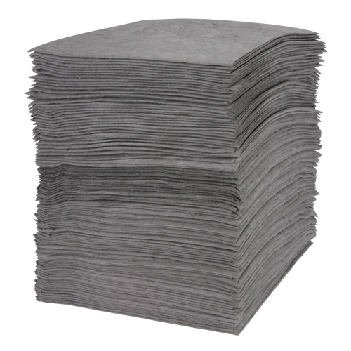 Feuilles absorbantes souffl&eacute;es de premi&egrave;re qualit&eacute;, Universel, 15" x 18", 30 gal. d'absorption Helyx Safety & Industrial Supplies