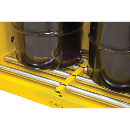 Vertical Drum Storage Cabinet, 110 US gal. Cap., 2 Drums, Yellow Helyx Safety & Industrial Supplies