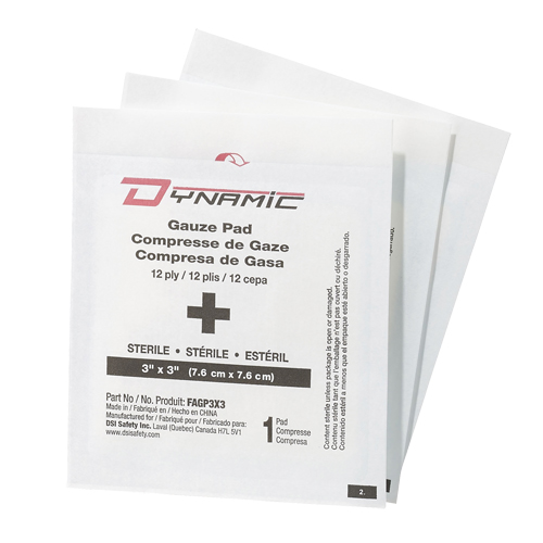 Dynamic Gauze, Pad, 3" L x 3" W, Sterile, Medical Device Class 1 Helyx Safety & Industrial Supplies