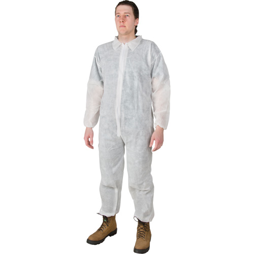 Coveralls, Medium, White, Polypropylene Helyx Safety & Industrial Supplies