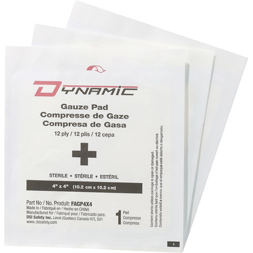 Dynamic Gauze, Pad, 4" L x 4" W, Sterile, Medical Device Class 1 Helyx Safety & Industrial Supplies