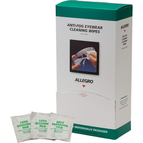 ALLEGRO INDUSTRIES Eyewear Cleaning Wipes, 5" x 8", Pack Of 100 Helyx Safety & Industrial Supplies