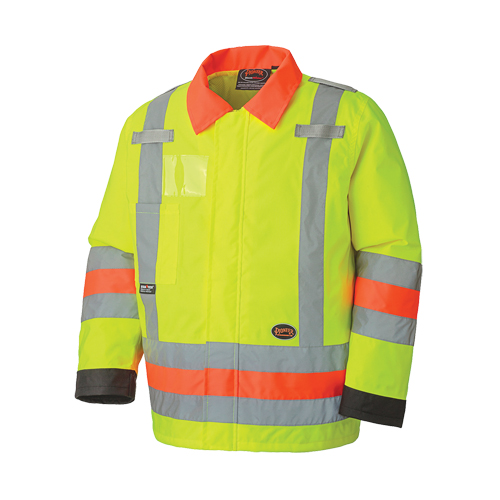 6037 Traffic Control Waterproof Safety Jacket, Polyester, High Visibility Lime-Yellow, X-Small Helyx Safety & Industrial Supplies
