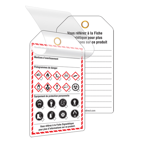 &eacute;tiquettes auto-plastifiantes pour le milieu de travail, Papier cartonn&eacute;, 3-3/8" la x 5-3/4" h, Français Helyx Safety & Industrial Supplies