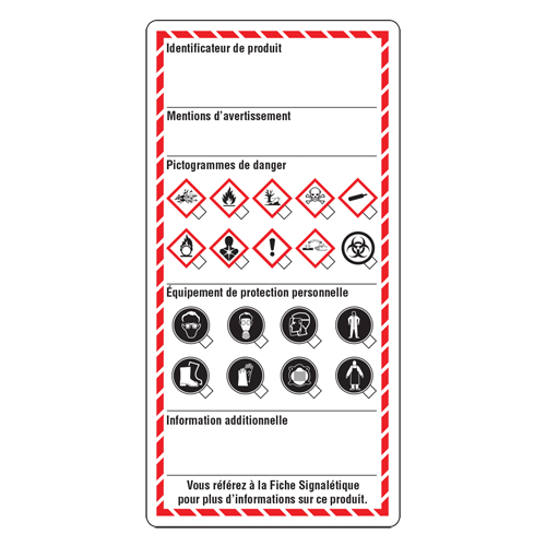 &eacute;tiquettes pour le milieu de travail, Papier cartonn&eacute;, 3" la x 6" h, Français Helyx Safety & Industrial Supplies