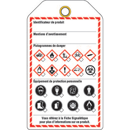 &eacute;tiquettes pour le milieu de travail, Papier cartonn&eacute;, 3-3/8" la x 5-3/4" h, Français Helyx Safety & Industrial Supplies
