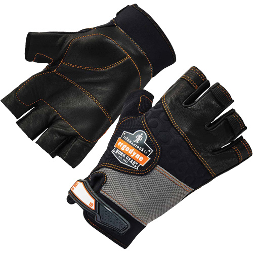 ProFlex 901 Half-Finger Leather Impact Gloves, Small, Grain Leather Palm, Hook & Loop Cuff Helyx Safety & Industrial Supplies