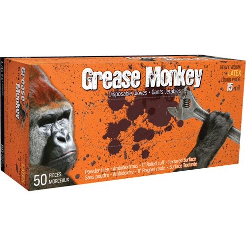 Grease Monkey&reg; Gloves, Medium, Latex, 15-mil, Powder-Free, Blue Helyx Safety & Industrial Supplies