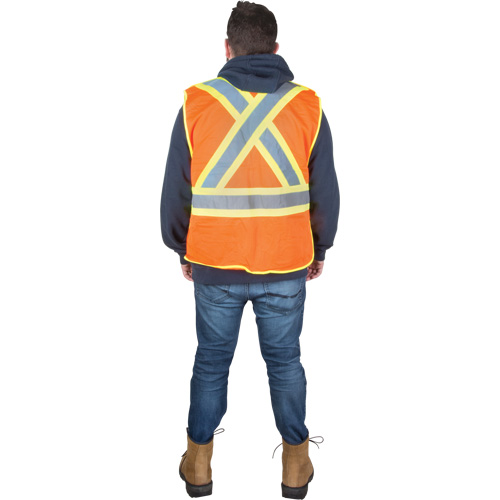 Flame-Resistant Surveyor Vest, High Visibility Orange, Medium, Polyester Helyx Safety & Industrial Supplies