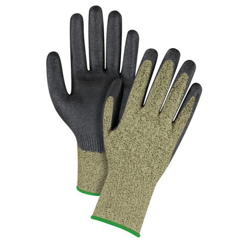 Black & Yellow Seamless Stretch Cut-Resistant Gloves, Size Medium/8, 13 Gauge, Foam Nitrile Coated, Aramid Shell, ASTM ANSI Level A6 Helyx Safety & Industrial Supplies