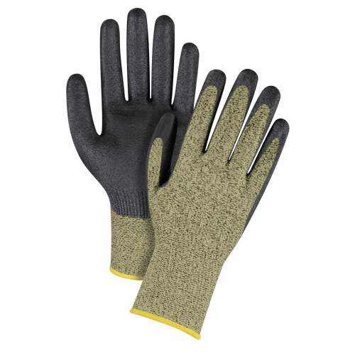 Black & Yellow Seamless Stretch Cut-Resistant Gloves, Size 2X-Large/11, 13 Gauge, Foam Nitrile Coated, Aramid Shell, ASTM ANSI Level A6 Helyx Safety & Industrial Supplies