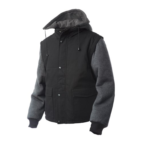 Zip-Off Sleeve Jacket, Men's, Large, Black Helyx Safety & Industrial Supplies