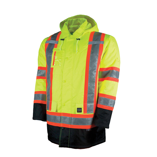Parka de s&eacute;curit&eacute; doubl&eacute;, Jaune lime haute visibilit&eacute;, Grand Helyx Safety & Industrial Supplies