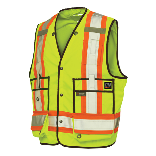 Veste de s&eacute;curit&eacute; pour arpenteur, Jaune lime haute visibilit&eacute;, T-Grand, Polyester Helyx Safety & Industrial Supplies