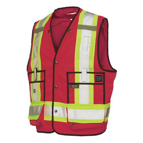 Veste de s&eacute;curit&eacute; pour arpenteur, Rouge, Grand, Polyester Helyx Safety & Industrial Supplies