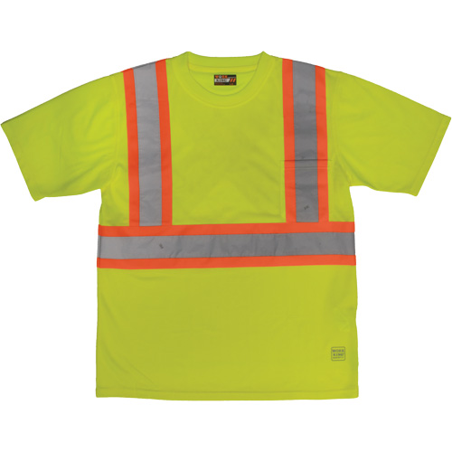 T-shirt de s&eacute;curit&eacute; avec poche &agrave; manches courtes, Polyester, Grand, Jaune lime haute visibilit&eacute; Helyx Safety & Industrial Supplies