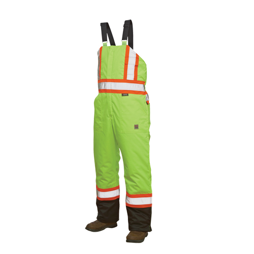 Lined Safety Overalls, Polyester/Polyurethane, Large, High Visibility Lime-Yellow Helyx Safety & Industrial Supplies