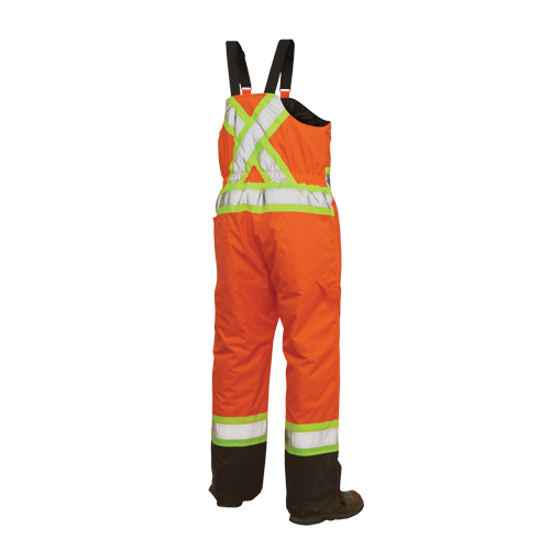 Salopettes de s&eacute;curit&eacute; doubl&eacute;e, Polyester/Polyur&eacute;thane, Grand, Orange haute visibilit&eacute; Helyx Safety & Industrial Supplies