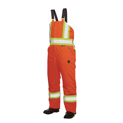 Salopettes de s&eacute;curit&eacute; doubl&eacute;e, Polyester/Polyur&eacute;thane, Grand, Orange haute visibilit&eacute; Helyx Safety & Industrial Supplies