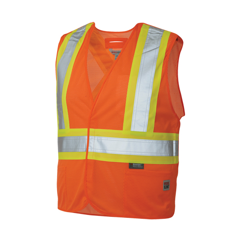 Veste de s&eacute;curit&eacute; d&eacute;tachable en cinq points, Orange haute visibilit&eacute;, Grand/T-Grand, Polyester Helyx Safety & Industrial Supplies