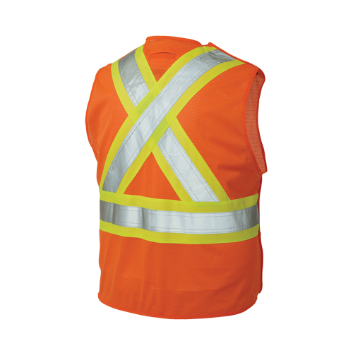 Veste de s&eacute;curit&eacute; d&eacute;tachable en cinq points, Orange haute visibilit&eacute;, Grand/T-Grand, Polyester Helyx Safety & Industrial Supplies
