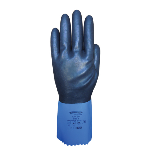 Summitech Full-Dipped Chemical Resistant Gloves, Size Small/7, 11.8" L, Chloroprene, Poly-Cotton Inner Lining, 59-mil Helyx Safety & Industrial Supplies