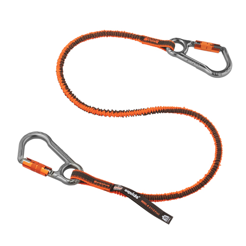 Squids&reg; 3118F(x) Locking Tool Lanyard, Bungee, Dual Carabiner Helyx Safety & Industrial Supplies