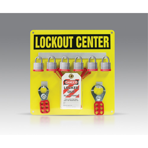 Trousse de plaquette de suspension, Cadenas Acier lamin&eacute;, Capacit&eacute; de 6, Cadenas Compris Helyx Safety & Industrial Supplies