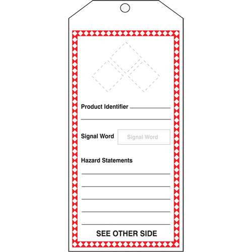 GHS Jumbo Safety Tag, Cardstock, 3-7/8" W x 8-1/2" H, English Helyx Safety & Industrial Supplies