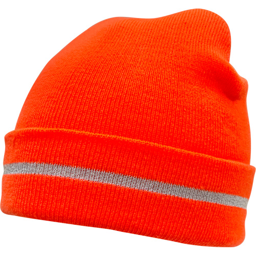 High Visibility Knit Hat with Reflective Stripe, High Visibility Orange, Acrylic Helyx Safety & Industrial Supplies