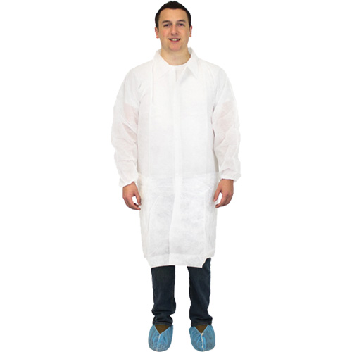 Lab Coat, Polypropylene, White, Large Helyx Safety & Industrial Supplies