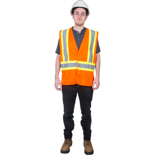 Veste de s&eacute;curit&eacute; pour la circulation, Orange haute visibilit&eacute;, Moyen, Polyester Helyx Safety & Industrial Supplies