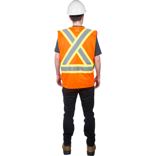 Veste de s&eacute;curit&eacute; pour la circulation, Orange haute visibilit&eacute;, Moyen, Polyester Helyx Safety & Industrial Supplies