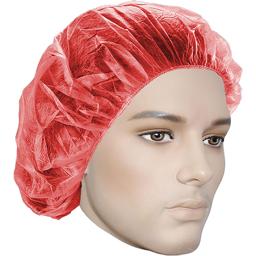 Bonnets bouffants, Polypropyl&egrave;ne, 21", Rouge Helyx Safety & Industrial Supplies