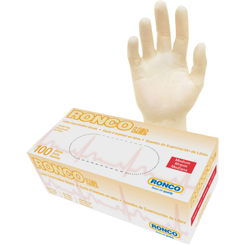 Gants jetables, Moyen, Latex, 4 mils, Sans poudre, Naturel, Classe 2 Helyx Safety & Industrial Supplies