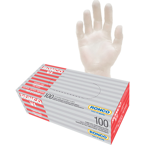 Disposable Gloves, Medium, Vinyl, 3-mil, Powder-Free, Clear Helyx Safety & Industrial Supplies