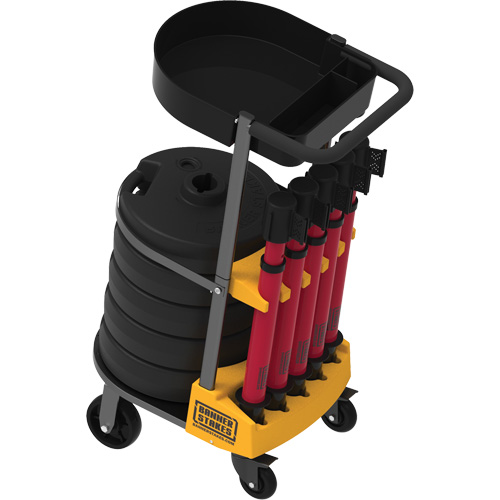 Chariot de transport avec plateau pour barri&egrave;re PLUS, 75' lo, M&eacute;tal, Jaune Helyx Safety & Industrial Supplies