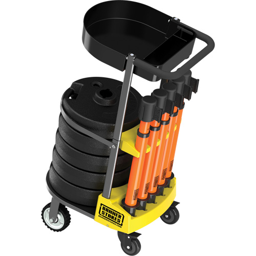 Chariot de transport avec plateau pour barri&egrave;re PLUS, 75' lo, M&eacute;tal, Orange Helyx Safety & Industrial Supplies
