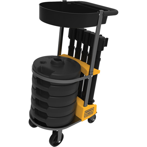 PLUS Barrier Post Cart Kit with Tray, 75' L, Metal, Black Helyx Safety & Industrial Supplies