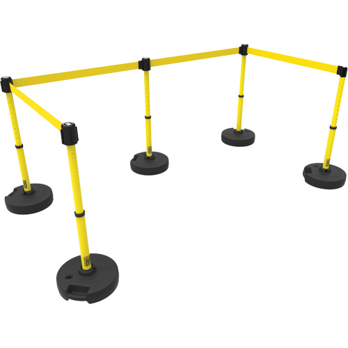 Ensemble de cinq montants pour barri&egrave;re PLUS, Plastique, 42" h, Ruban Jaune, Longueur du ruban 15' Helyx Safety & Industrial Supplies